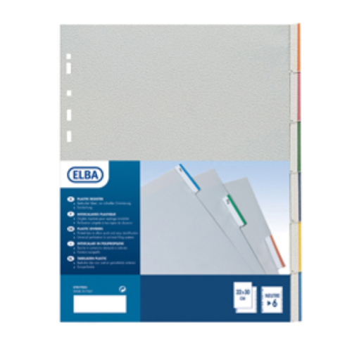 ELBA INTERCALARE IN PP 305X242 mm FORATURA UNIVERSALE 6 TACCHE NEUTRE COLORI ASSORTITI